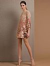 ELISABETTA FRANCHI ΓΥΝΑΙΚΕΙΟ ΚΟΝΤΟ ΦΟΡΕΜΑ MINI DRESS EMBROIDERED FULL SEQUIN DRESS WITH FRINGES 
