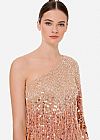 ELISABETTA FRANCHI ΓΥΝΑΙΚΕΙΟ ΚΟΝΤΟ ΦΟΡΕΜΑ MINI DRESS EMBROIDERED FULL SEQUIN DRESS WITH FRINGES 