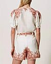 Linen shorts with floral print