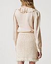 Jacquard knit mesh miniskirt