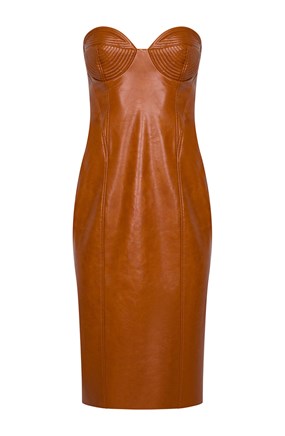ECLIPSE MIDI DRESS COGNAC ECLIPSE MIDI DRESS COGNAC