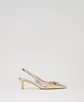 Sling back court shoes with Oval T