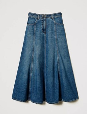Denim skirt with Oval T belt