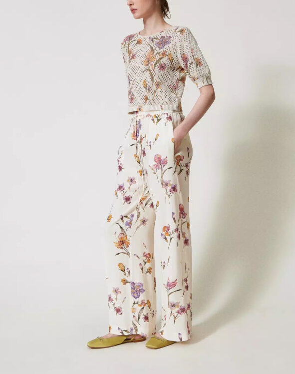 Crepe de Chine floral trousers
