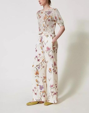 Crepe de Chine floral trousers