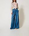 Wide leg jeans with pleats