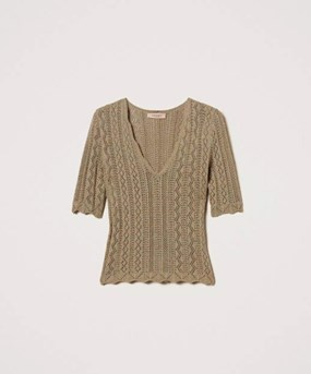 Lurex jumper with a variety of stitches