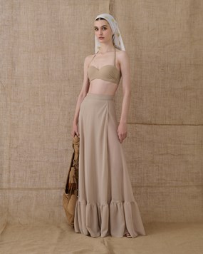VK BEIGE RUFFLED WRAP SKIRT VK BEIGE RUFFLED WRAP SKIRT