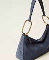 'Liliane' medium suede bag with rings