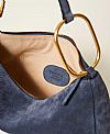 'Liliane' medium suede bag with rings
