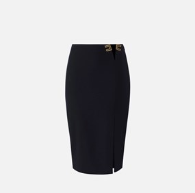 Skirt in double layer stretch crêpe fabric with logo details Skirt in double layer stretch crêpe fabric with logo details