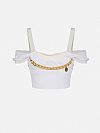 Stretch cotton top with necklace