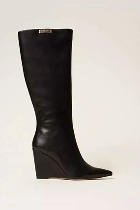 Twinset γυναικείες μπότες wedge με logo plate