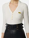 Micro-braided knit polo shirt