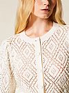 Diamond pattern cardigan with pearls