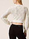 Diamond pattern cardigan with pearls