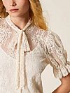 Lace shirt with bow