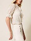 Lace shirt with bow