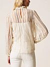 Striped lace blouse with bow