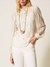 Striped lace blouse with bow