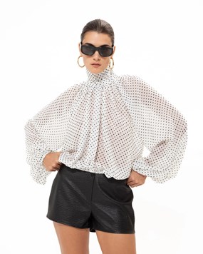 WHITE POLKA BLOUSE