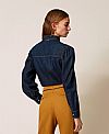 Denim shirt with ruffles