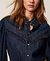 Denim shirt with ruffles
