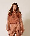 Plumetis tulle and lace blouse