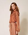 Plumetis tulle and lace blouse