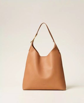 Leather hobo bag with carabiner