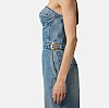 Bustier denim jumpsuit with buckles