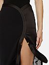 Skirt in crepe and satin fabrics with flounce