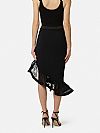 Skirt in crepe and satin fabrics with flounce