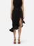 Skirt in crepe and satin fabrics with flounce