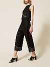 Linen cropped trousers with lace