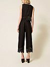 Linen cropped trousers with lace