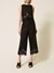 Linen cropped trousers with lace