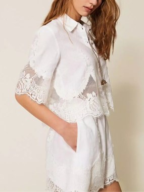 Linen shirt with lace