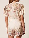 Linen floral shorts with embroidery