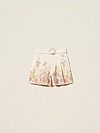 Linen floral shorts with embroidery