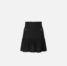 Linen-blend skirt with jewel details