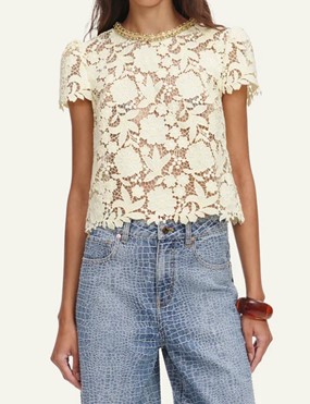SELF-PORTRAIT LACE TOP YELLOW