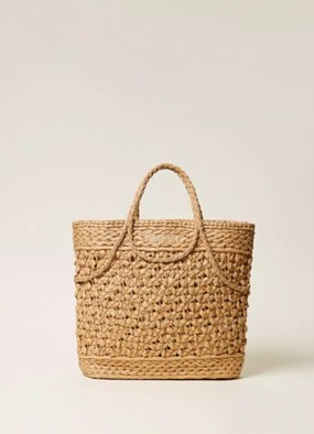 Crochet raffia shopper bag