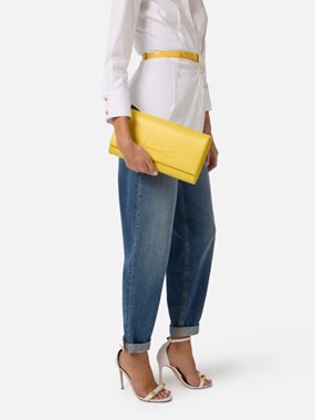 Leather bag with embossed logo