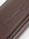 Leather bag with embossed logo