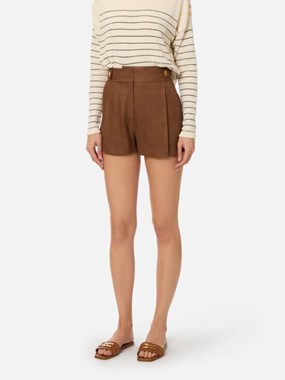Linen-blend shorts with straps