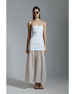 Avant Garde Strapless Maxi White Φόρεμα