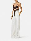 Linen-blend trousers with straps