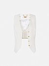 Linen-blend and crepe waistcoat