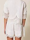 Linen shorts with lace